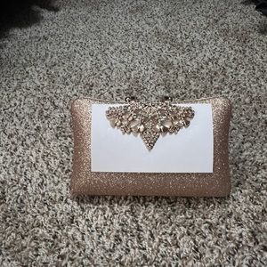 Rose Gold Glitter Box Evening Bag